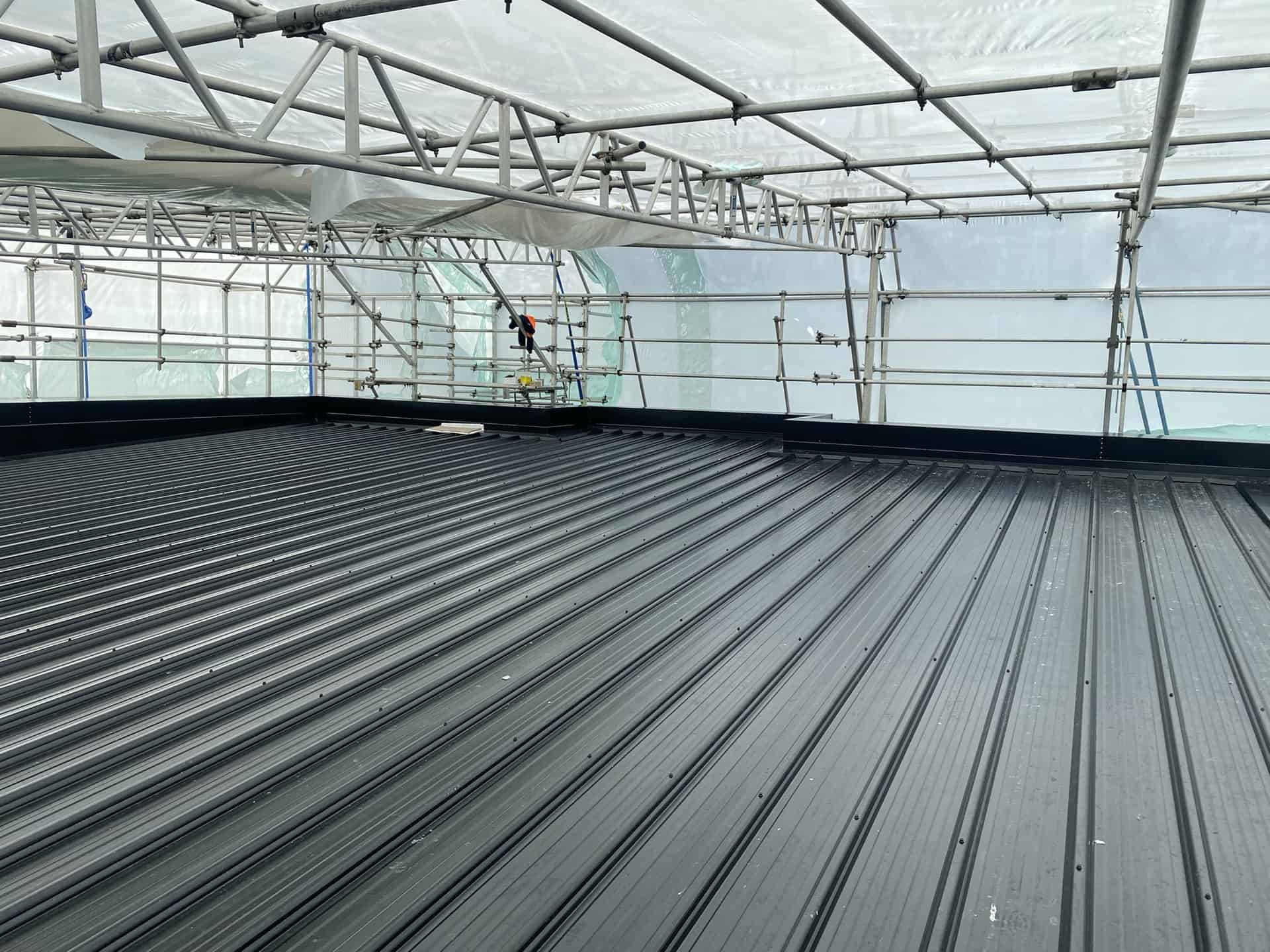 Newly installed roof sheets